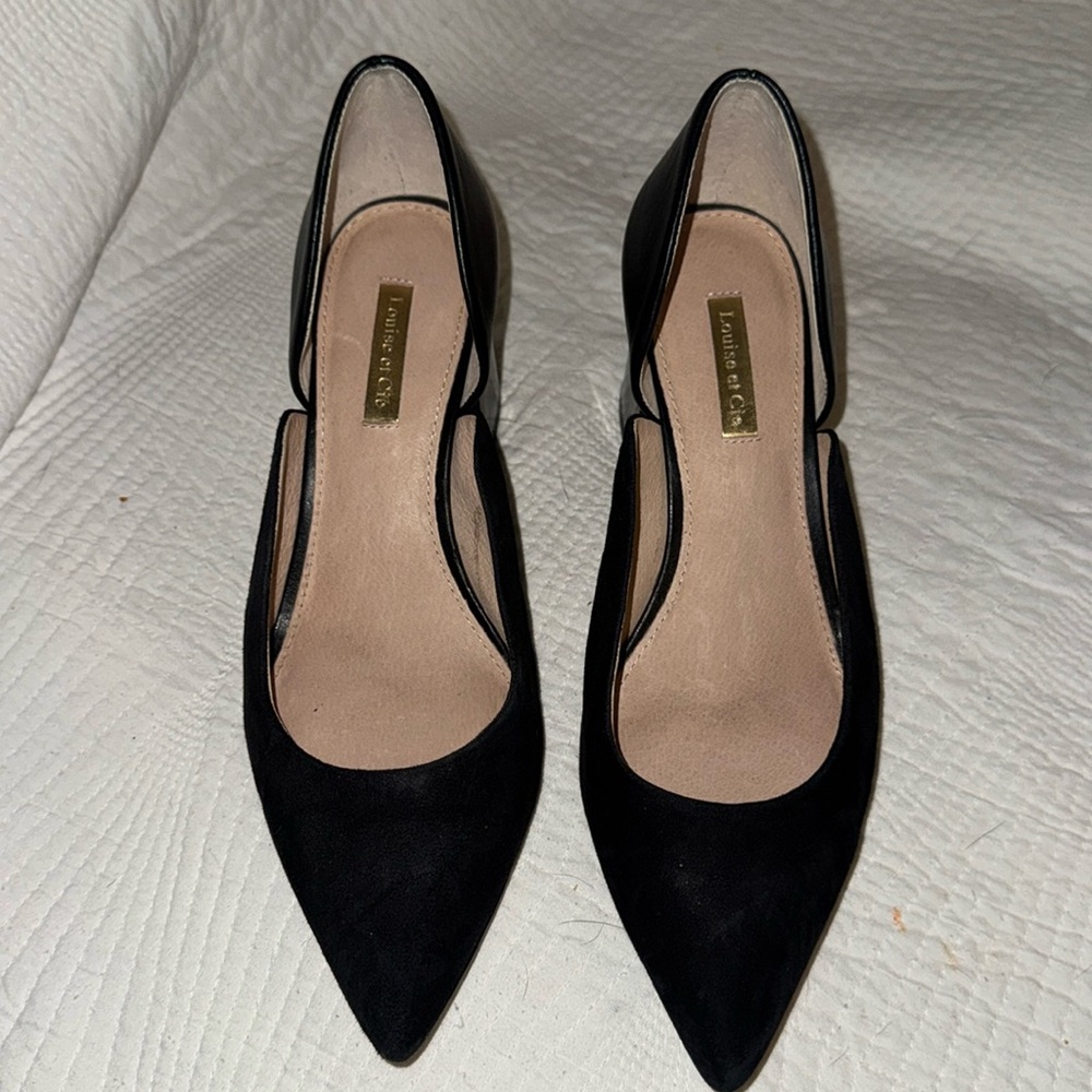 Louise Et Cie Velvet Black Block Heels 7